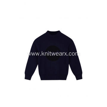 Boy's Knitted Jacquard Mock-Neck Pullover